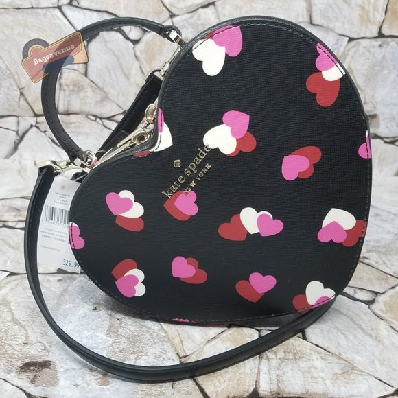 #bagsavenue love shack heart flutter multi pink black red crossbody kate spade - Picture 5 of 6